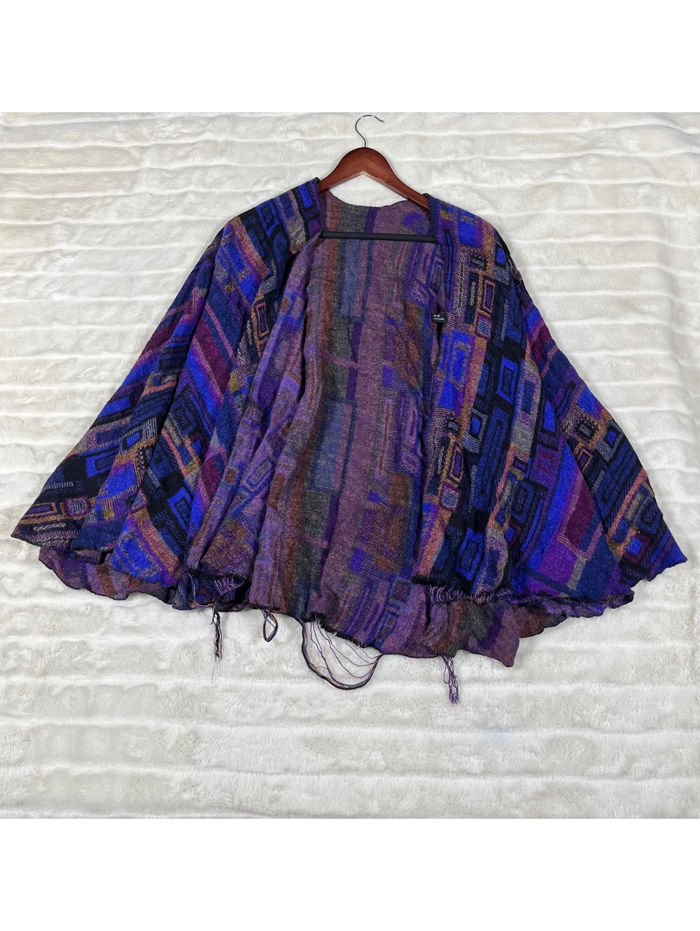 Women's OS Abstract Grunge Purple Open Fall Winter Outdoor Festival Shawl